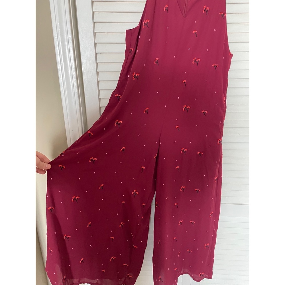 Low cut floral embroidered jumpsuit